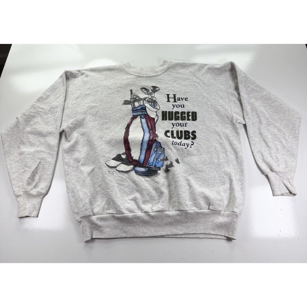 Vintage 90s Hanes Golf Crewneck Sweatshirt Made In USA - Men's XL Funny Apparel